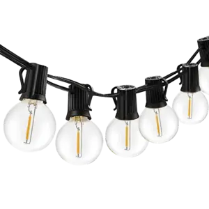 عقد إضاءة أسود خارجي مرفقه مع لمباتها فاخر E12 بطول 22 متر و 75 لمبة - إضاءة ساحرة لكل المناسبات